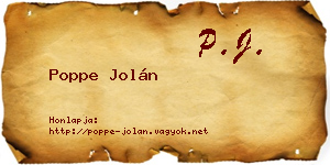 Poppe Jolán névjegykártya